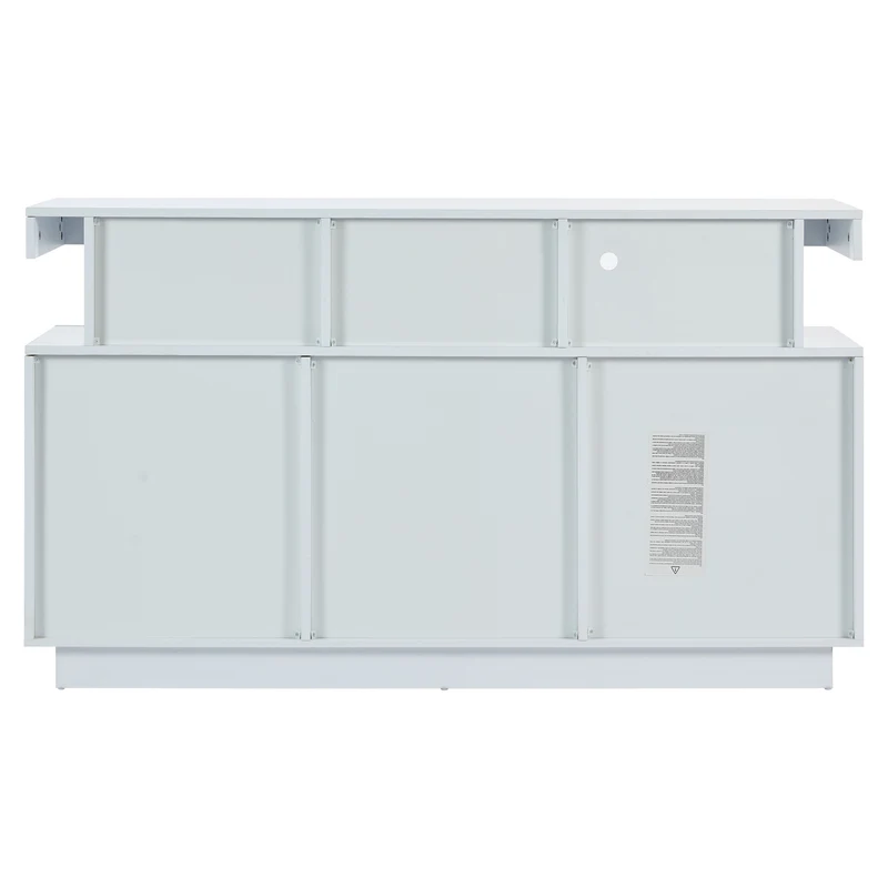Buffet blanc brillant avec éclairage LED 2 portes 3 tiroirs REZER