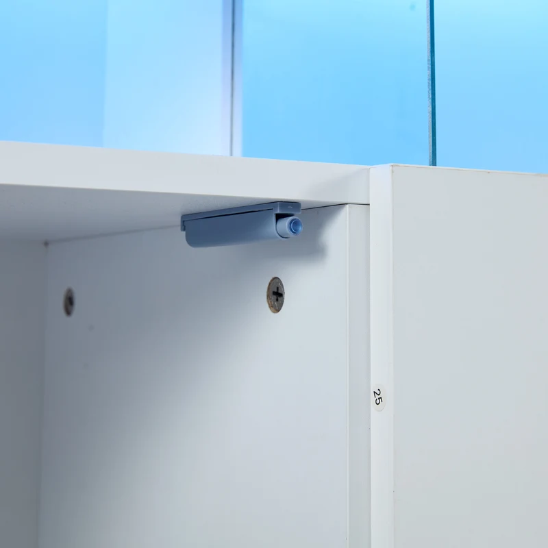 Buffet blanc brillant avec éclairage LED 2 portes 3 tiroirs REZER