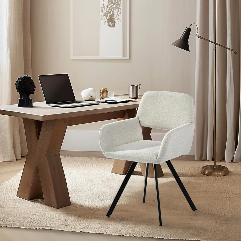 Lot de 2 chaises de salle à manger scandinaves rotative tissu beige CALIFORNIA KD BEIGE SWIVEL