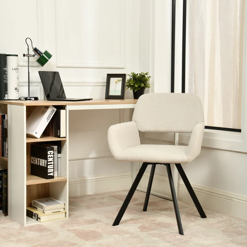 Lot de 2 chaises de salle à manger scandinaves rotative tissu beige CALIFORNIA KD BEIGE SWIVEL