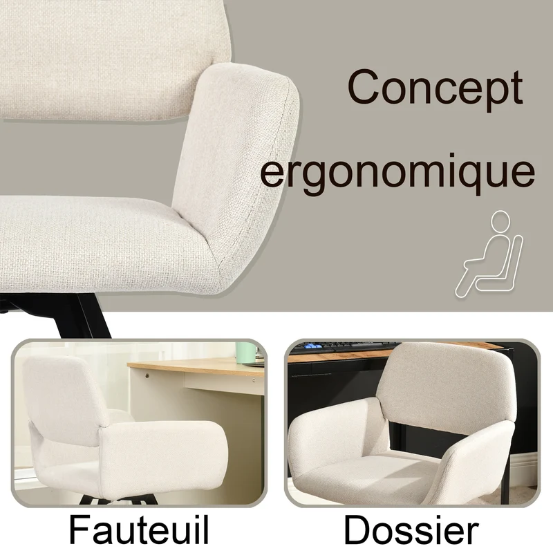 Lot de 2 chaises de salle à manger scandinaves rotative tissu beige CALIFORNIA KD BEIGE SWIVEL