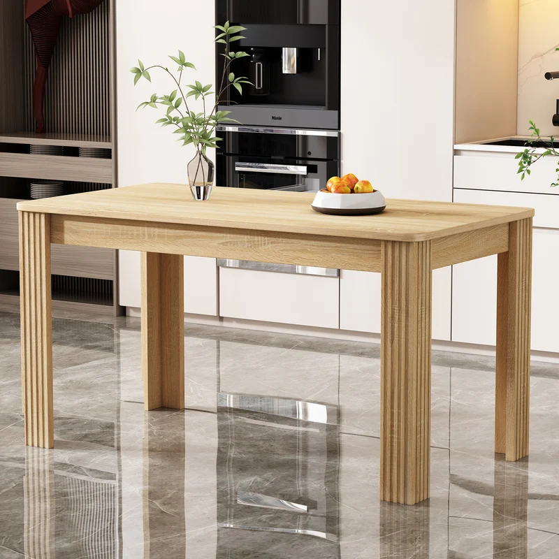 Table de salle rectangulaire naturelle en bois de chêne robuste 117x68 SUKNIEKS