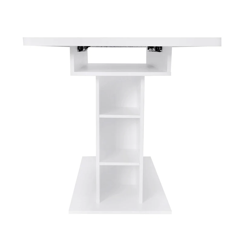 Table à manger rectangulaire extensible avec rangement multifonctionnelle blanc DRUUKIED