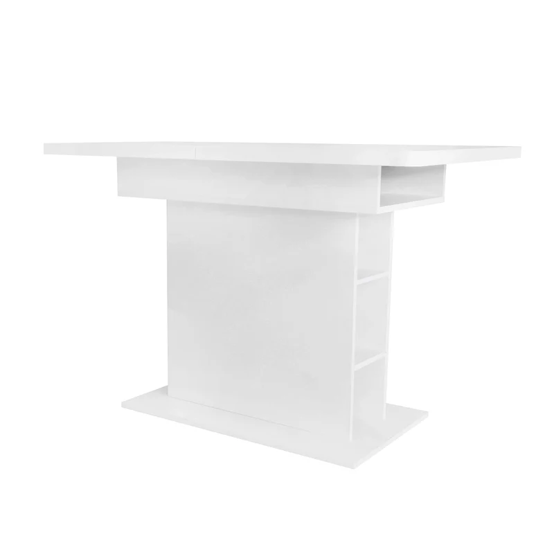 Table à manger rectangulaire extensible avec rangement multifonctionnelle blanc DRUUKIED