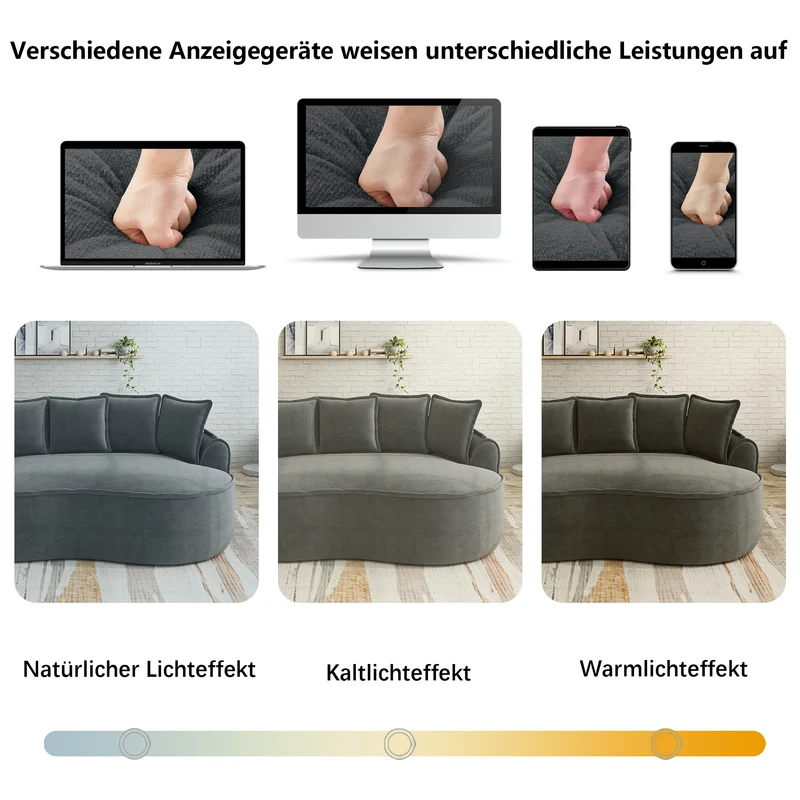 Canapé d'angle modulable tissu chenille gris sans cadre 252x164cm FLAREIQ