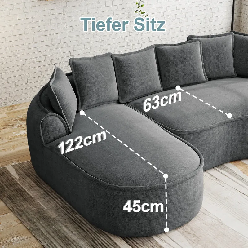 Canapé d'angle modulable tissu chenille gris sans cadre 252x164cm FLAREIQ