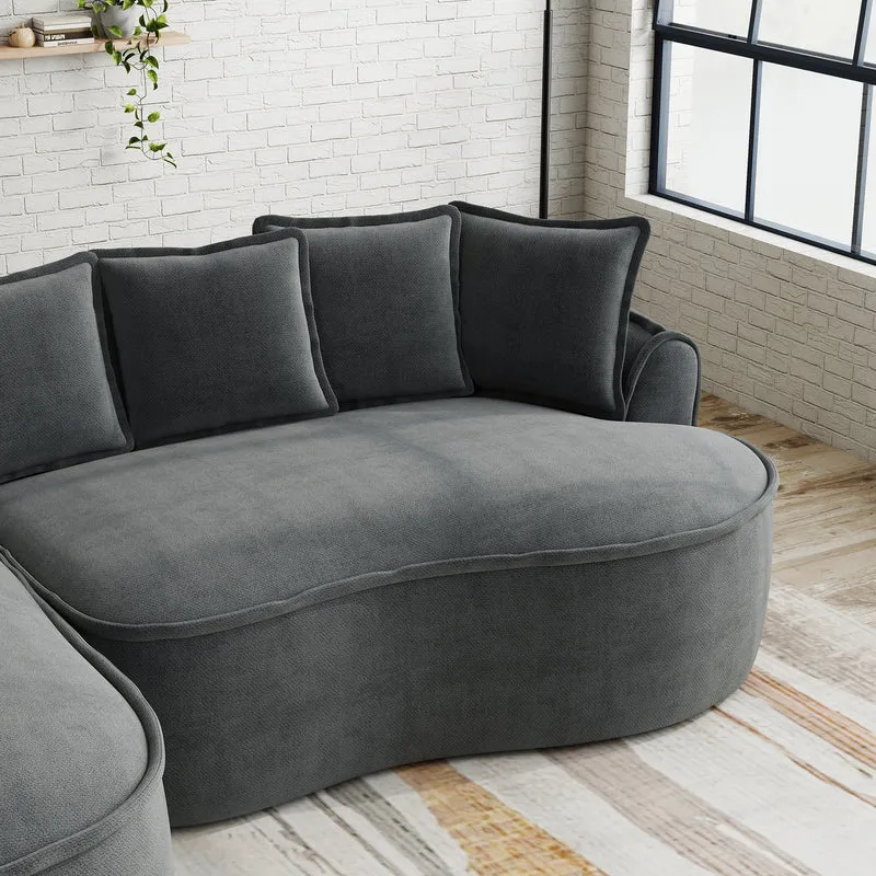 Canapé d'angle modulable tissu chenille gris sans cadre 252x164cm FLAREIQ