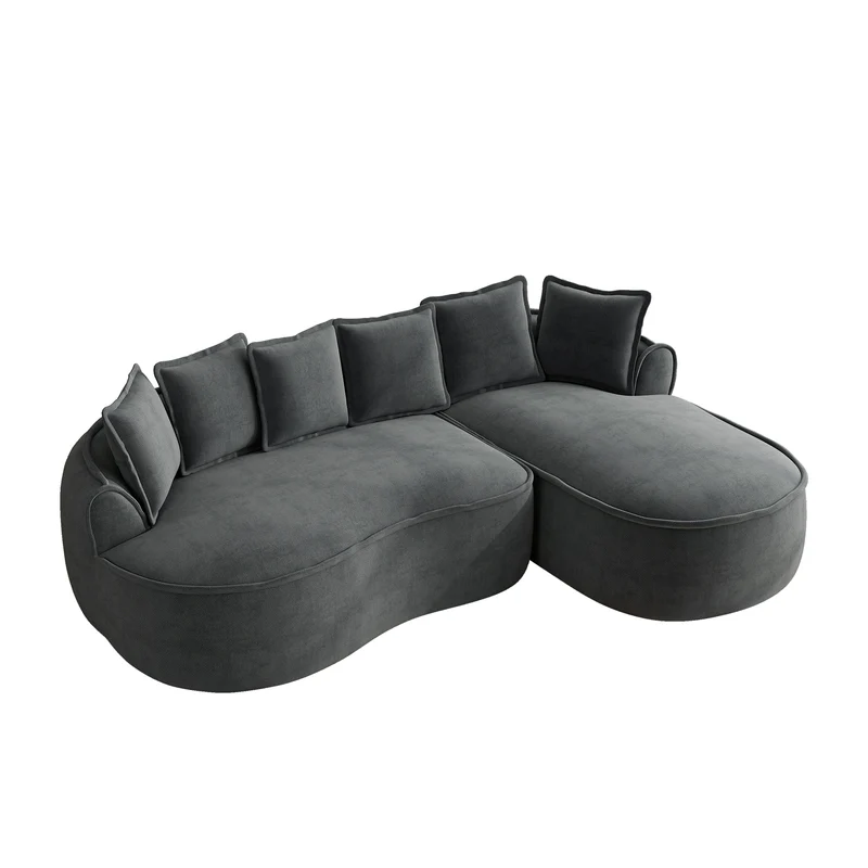 Canapé d'angle modulable tissu chenille gris sans cadre 252x164cm FLAREIQ