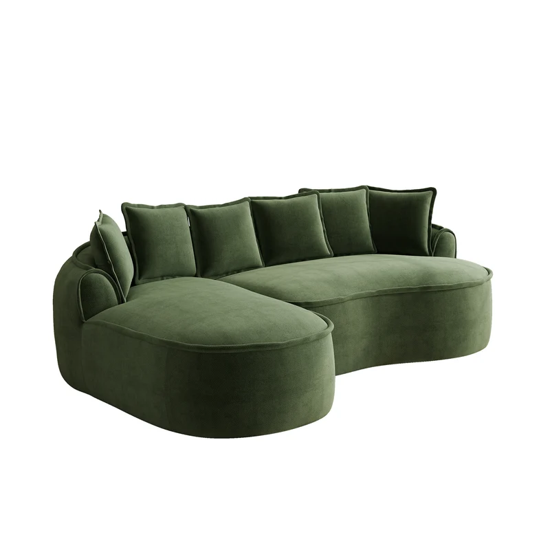 FLAREONN Canapé d'angle modulaire sans structure — Tissu chenille vert, 252 x 164 cm