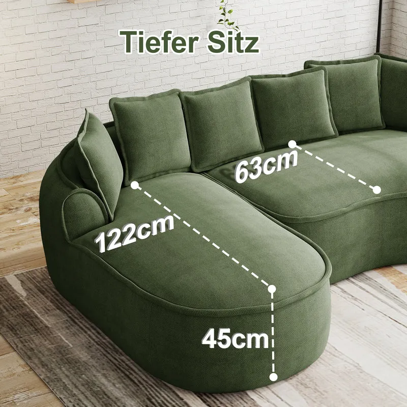 FLAREONN Canapé d'angle modulaire sans structure — Tissu chenille vert, 252 x 164 cm