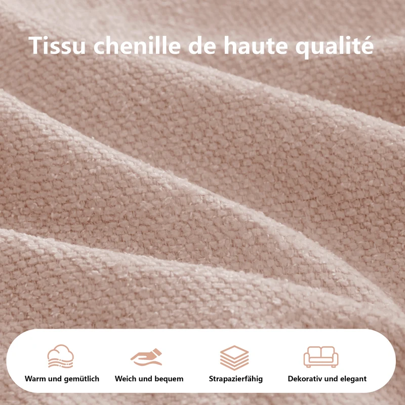 Canapé d'angle modulable tissu chenille rose sans cadre 252x164cm FLARERIFTZ