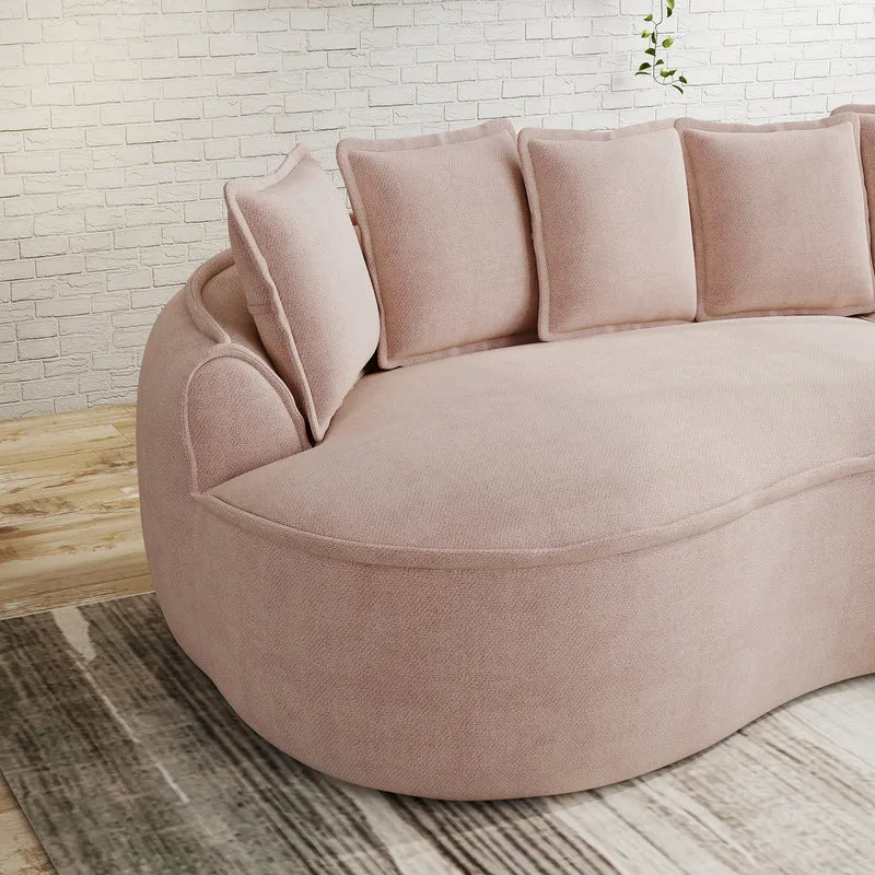 Canapé d'angle modulable tissu chenille rose sans cadre 252x164cm FLARERIFTZ