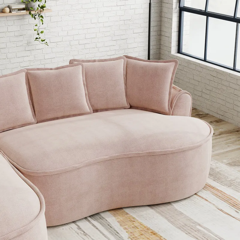 Canapé d'angle modulable tissu chenille rose sans cadre 252x164cm FLARERIFTZ