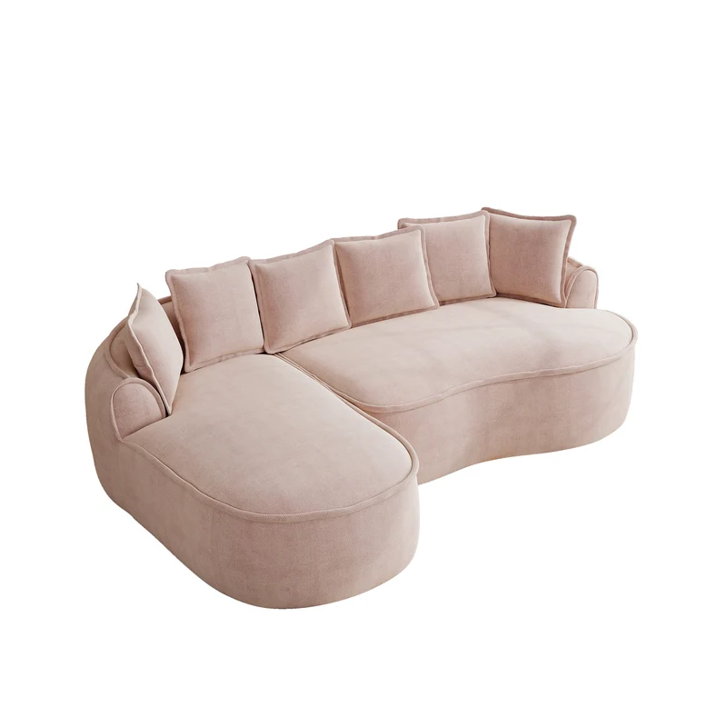 Canapé d'angle modulable tissu chenille rose sans cadre 252x164cm FLARERIFTZ