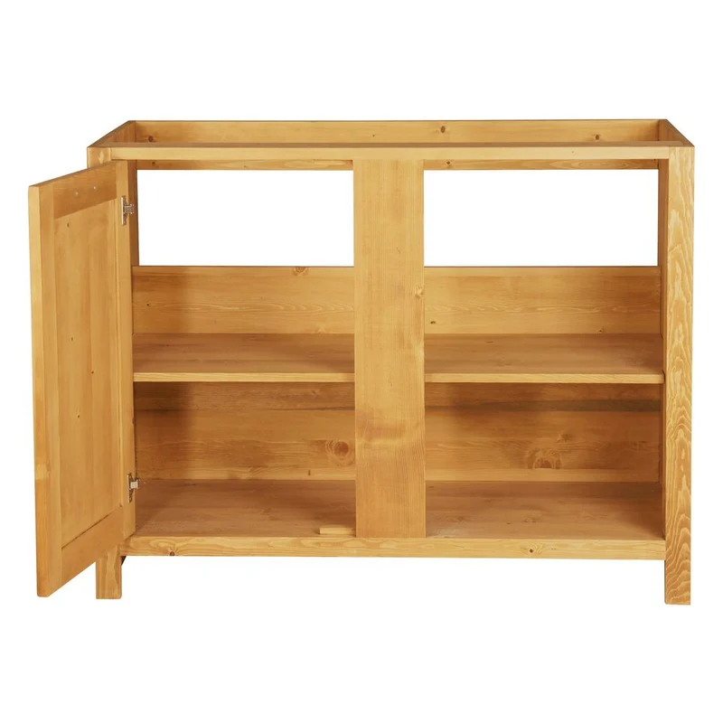 Meuble bas 120 cm angle gauche 1 porte épicéa huilé miel | Aravis