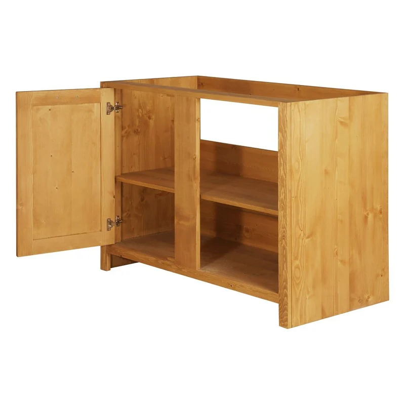 Meuble bas 120 cm angle gauche 1 porte épicéa huilé miel | Aravis