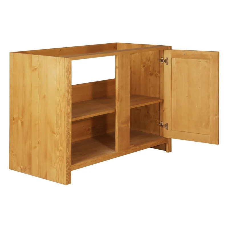 Meuble bas 120 cm angle droite 1 porte épicéa huilé miel | Aravis