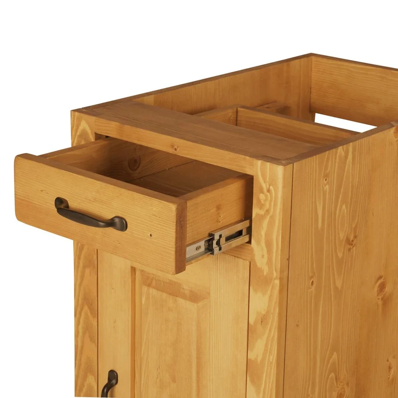 Meuble bas pin massif 40 cm 1 porte ouverture à droite 1 tiroir épicéa huilé miel | Aravis