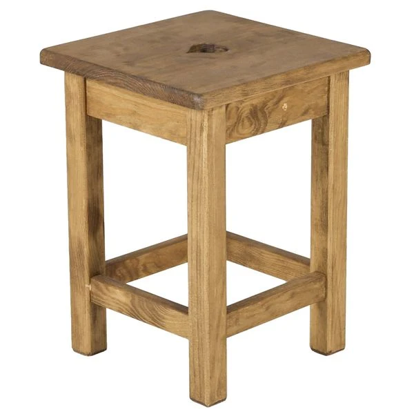 Tabouret carré en pin massif ciré miel | Région
