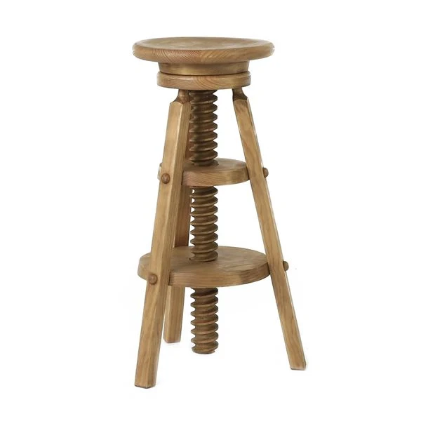 Tabouret de bar à vis réglable en pin massif ciré miel | Région