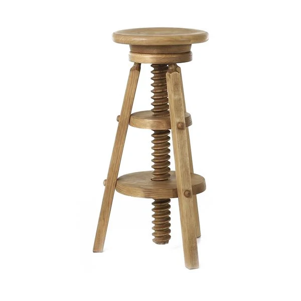 Tabouret de bar à vis réglable en pin massif ciré miel | Région