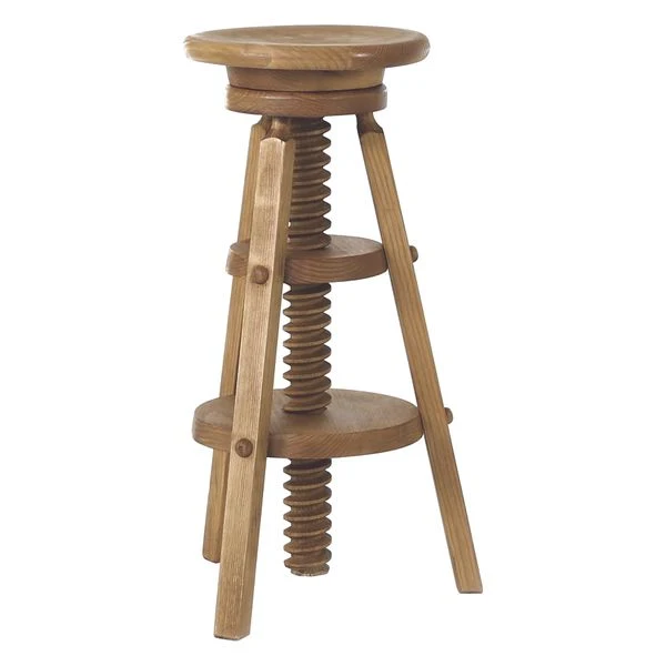 Tabouret de bar à vis réglable en pin massif ciré miel | Région
