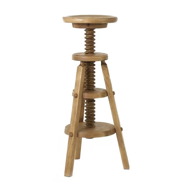 Tabouret de bar à vis réglable en pin massif ciré miel | Région