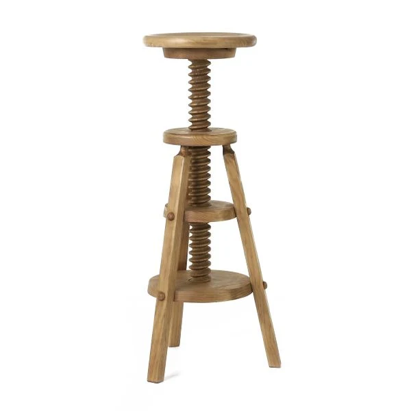Tabouret de bar à vis réglable en pin massif ciré miel | Région