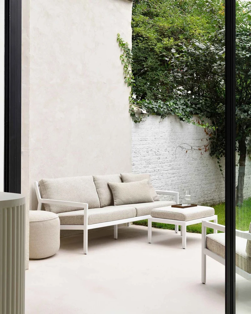 Ethnicraft Repose-pieds en aluminium avec coussin