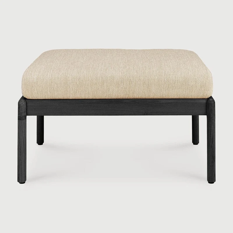 Ethnicraft Repose-pieds Extérieur Jack en Teck Noir avec Coussin