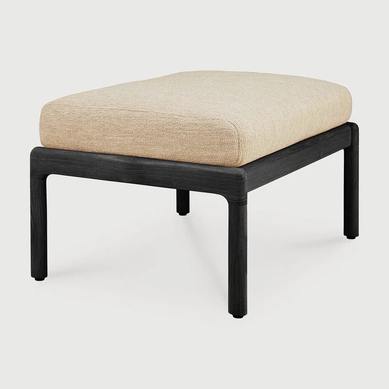 Ethnicraft Repose-pieds Extérieur Jack en Teck Noir avec Coussin