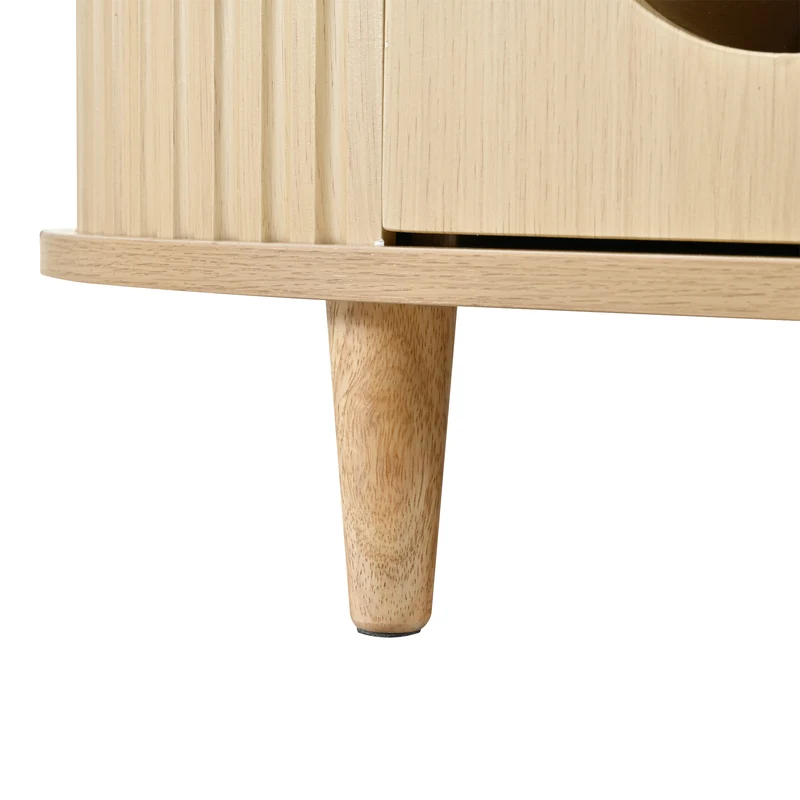 Table basse effet bois chêne 1 tiroir & portes coulissantes RIFTVALTHYNATH