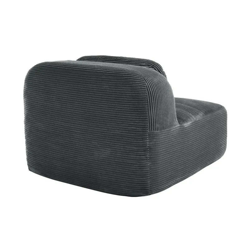 Canapé fauteuil modulable sans accoudoirs en velours côtelé gris 90x103cm NOVATERRA