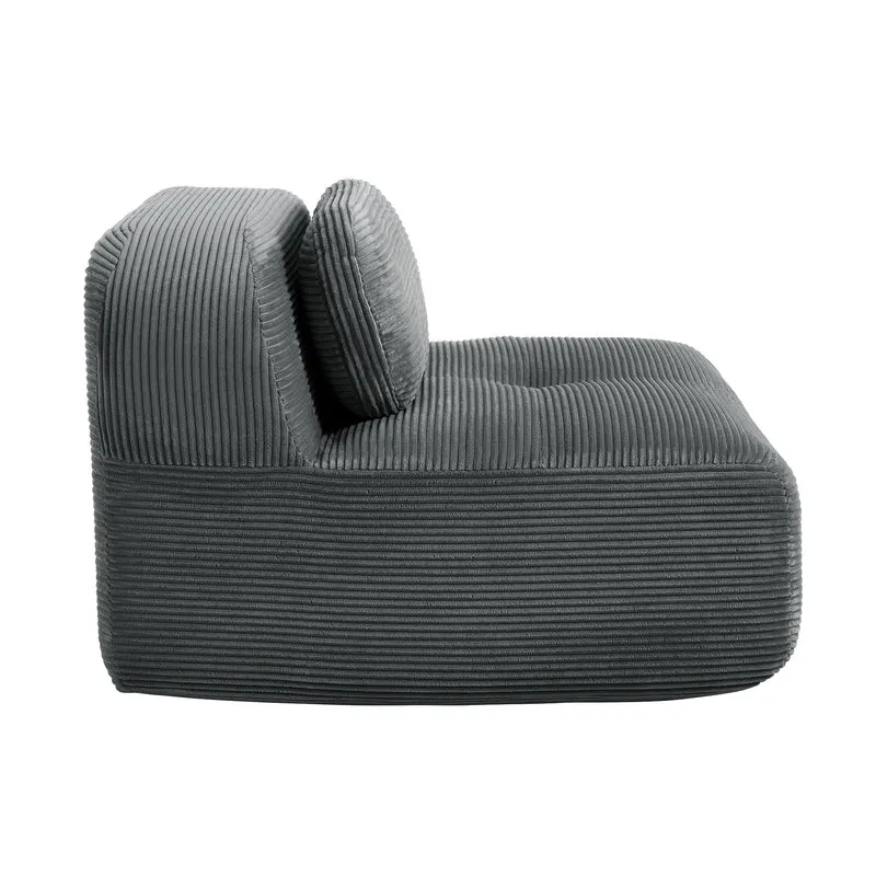Canapé fauteuil modulable sans accoudoirs en velours côtelé gris 90x103cm NOVATERRA