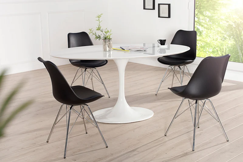Lot de 2x chaises rétro SCANDINAVIA MEISTERSTÜCK structure chromée noire