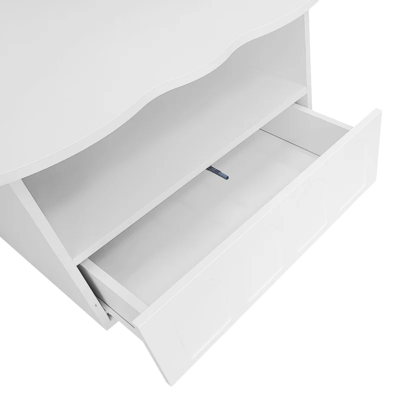 Table basse blanc forme nuage avec tiroir et niche 100x60x40,5 cm RIFTMYRKONOR