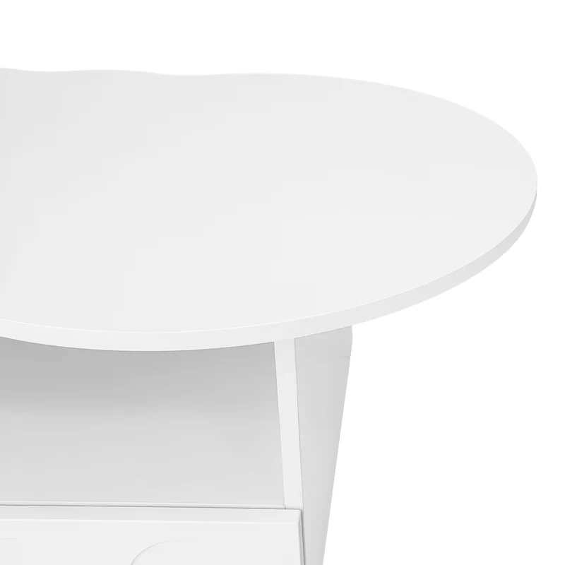 Table basse blanc forme nuage avec tiroir et niche 100x60x40,5 cm RIFTMYRKONOR