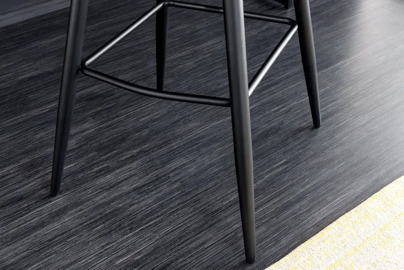 Tabouret de bar design EUPHORIA velours jaune moutarde pieds métal noir chaise de bar avec dossier