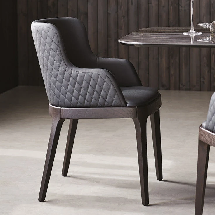 Chaise - bois et Cuir - Matelassé Magda