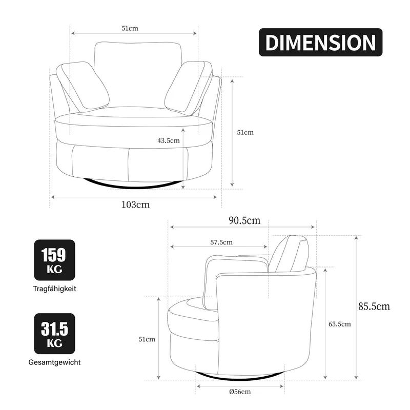 Fauteuil XXL moderne bouclé beige 3 coussins avec pouf ultra-confortable VERTEXZORATHYNATH