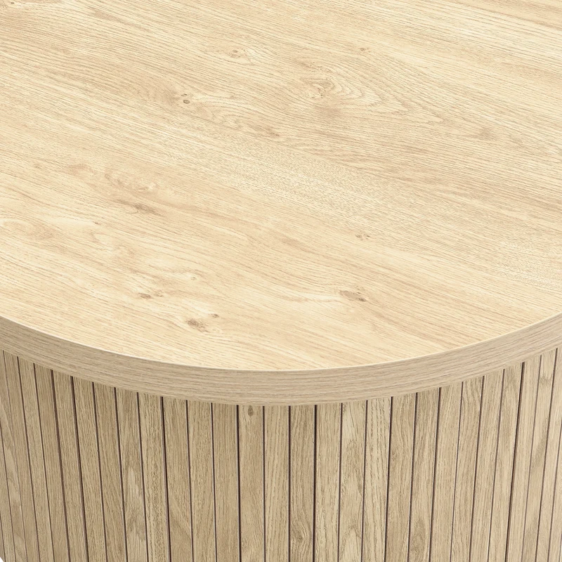Ensemble de 2 tables basses gigognes rondes effet bois chêne design latté RIFTZORVAKYN