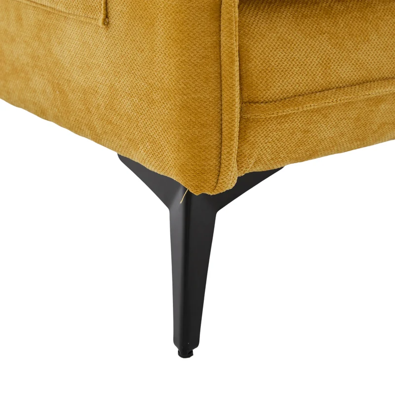 Canapé 2 places moderne chenille jaune poches latérales et support téléphone réglable 127x69x66cm CELESTEUM