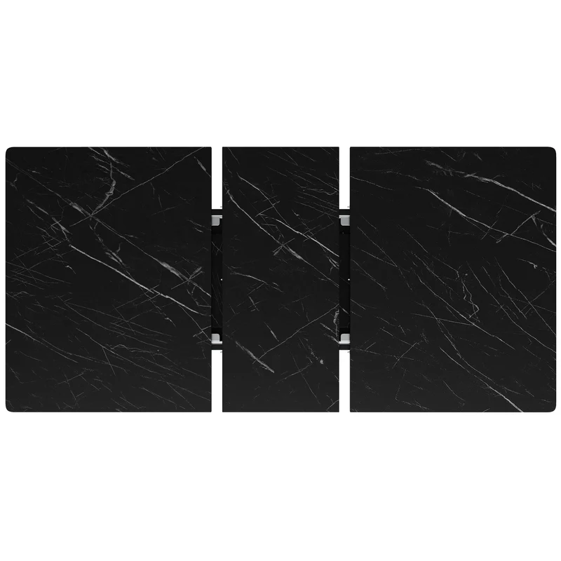 Table à manger extensible effet marbre noire 120-160cm pieds croisés RAYSTREAK