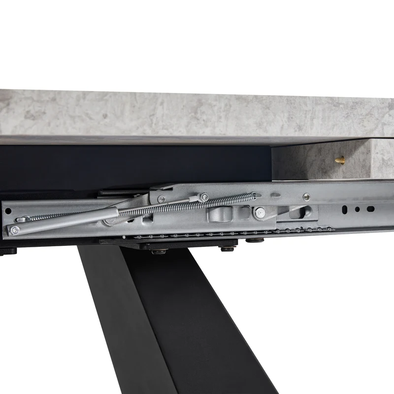 Table de salle à manger extensible système coulissant effet ciment gris avec pieds en colonne 99-159cm GHAKOX GREY