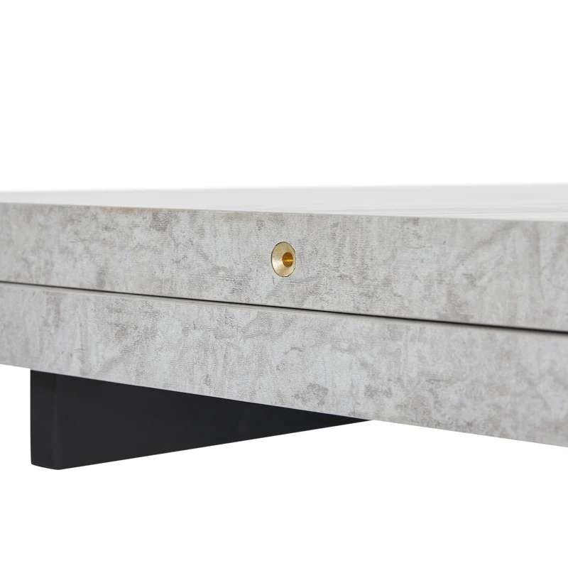 Table de salle à manger extensible système coulissant effet ciment gris avec pieds en colonne 99-159cm GHAKOX GREY