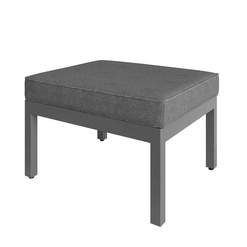 Salon de jardin recomposable pour 7 à 8 personnes + table basse effet bois et 2 tabouret gris KUN