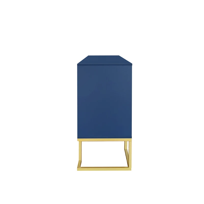 Buffet haut avec 3 portes bleu marine motif de forme U H81/B138/T40 CRUUGREN BLUE