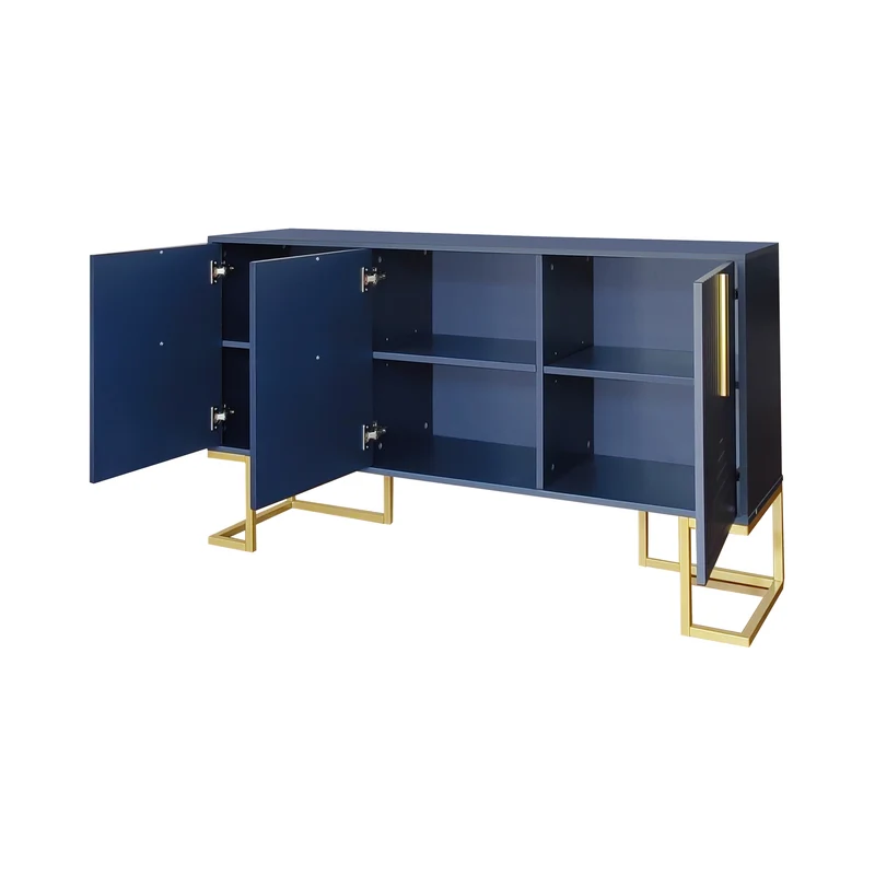 Buffet haut avec 3 portes bleu marine motif de forme U H81/B138/T40 CRUUGREN BLUE