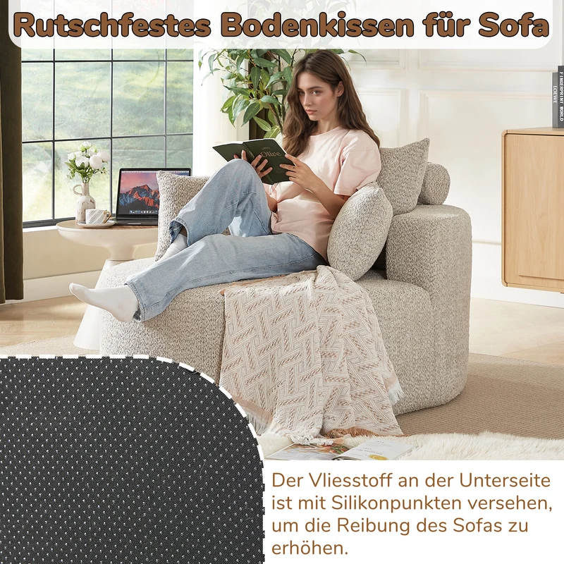 Fauteuil individuel en mousse chenille beige 2 coussins, sans montage VERTEXZORVAKYN