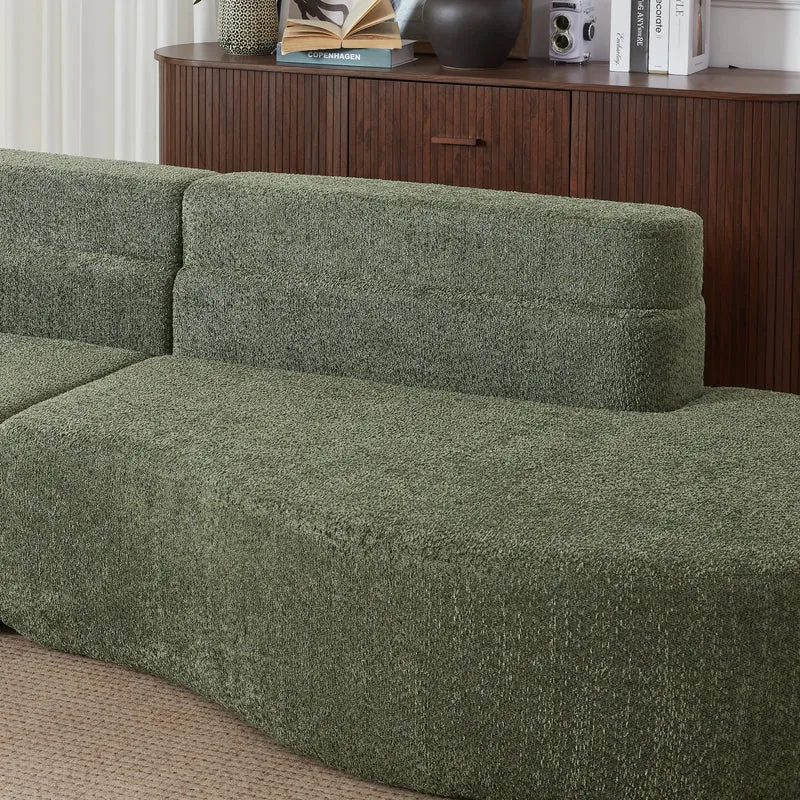 Canapé grande 4-5 places chenille vert, mousse mémoire sans cadre VERTEXKRYNNATHOR